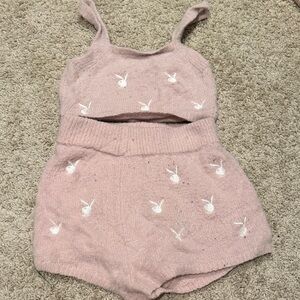 PLAYBOY Pink Knit Set with White Logo